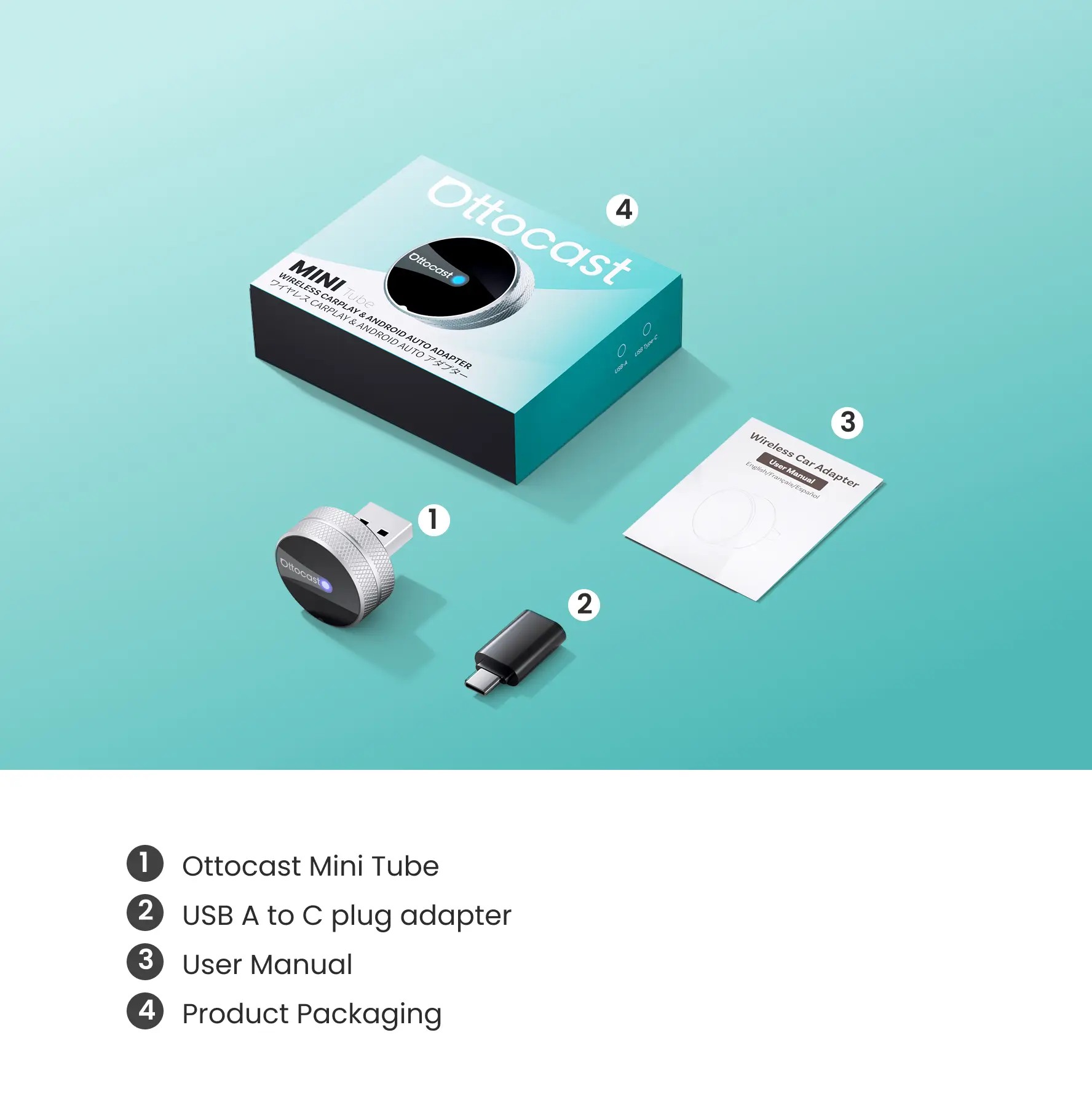 ⏳ 12-Stunden-Blitzangebot! Nicht verpassen! 💥Ottocast® Mini Tube Wireless CarPlay und Android Auto Adapter - Image 10