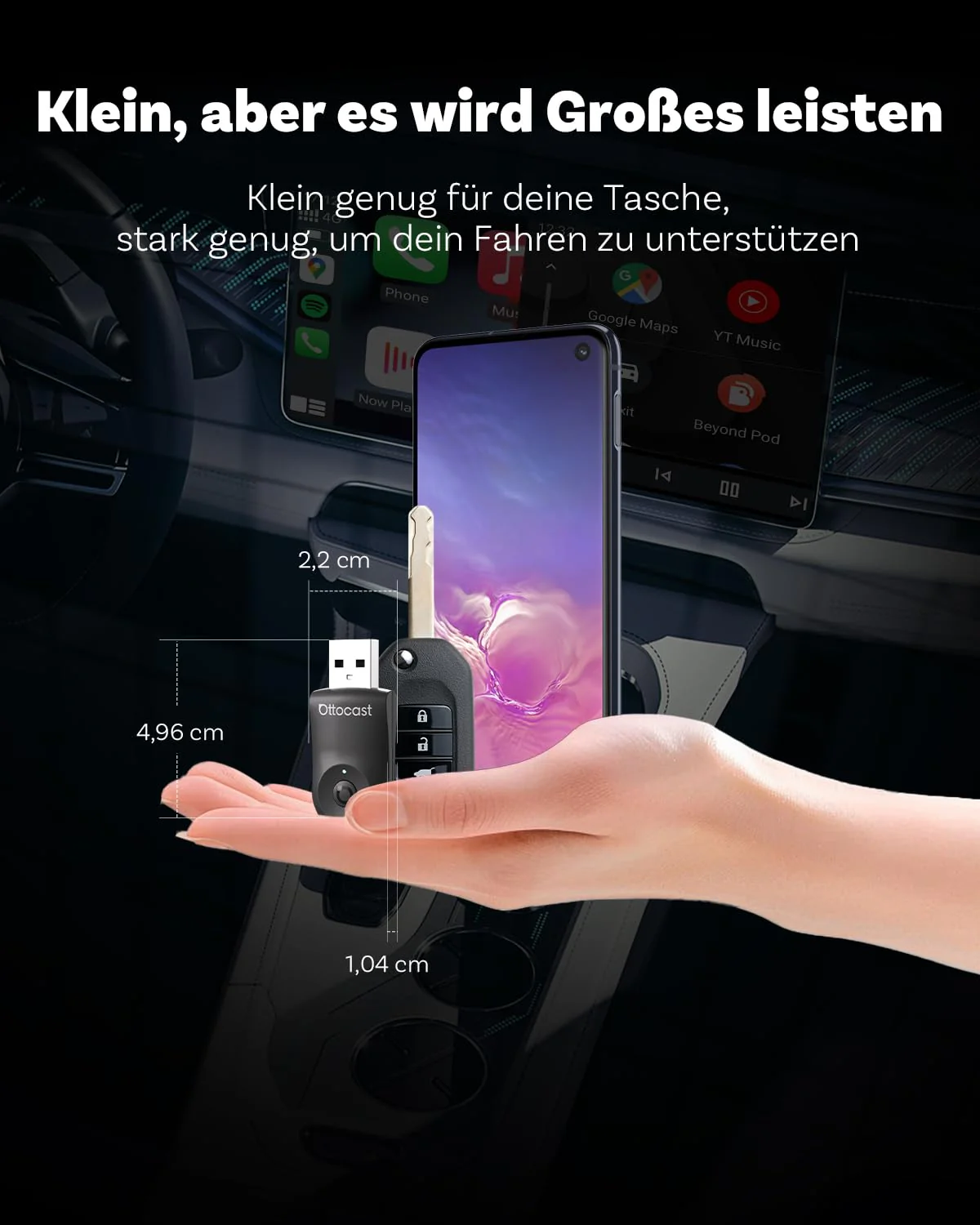 2025 Improved 2-in-1 Wireless CarPlay & Android Car Adapter, OTTOCAST Mini Wireless CarPlay Adapter for iOS 10+ & Android 11+, Converts Wired CarPlay to Wireless - Image 5