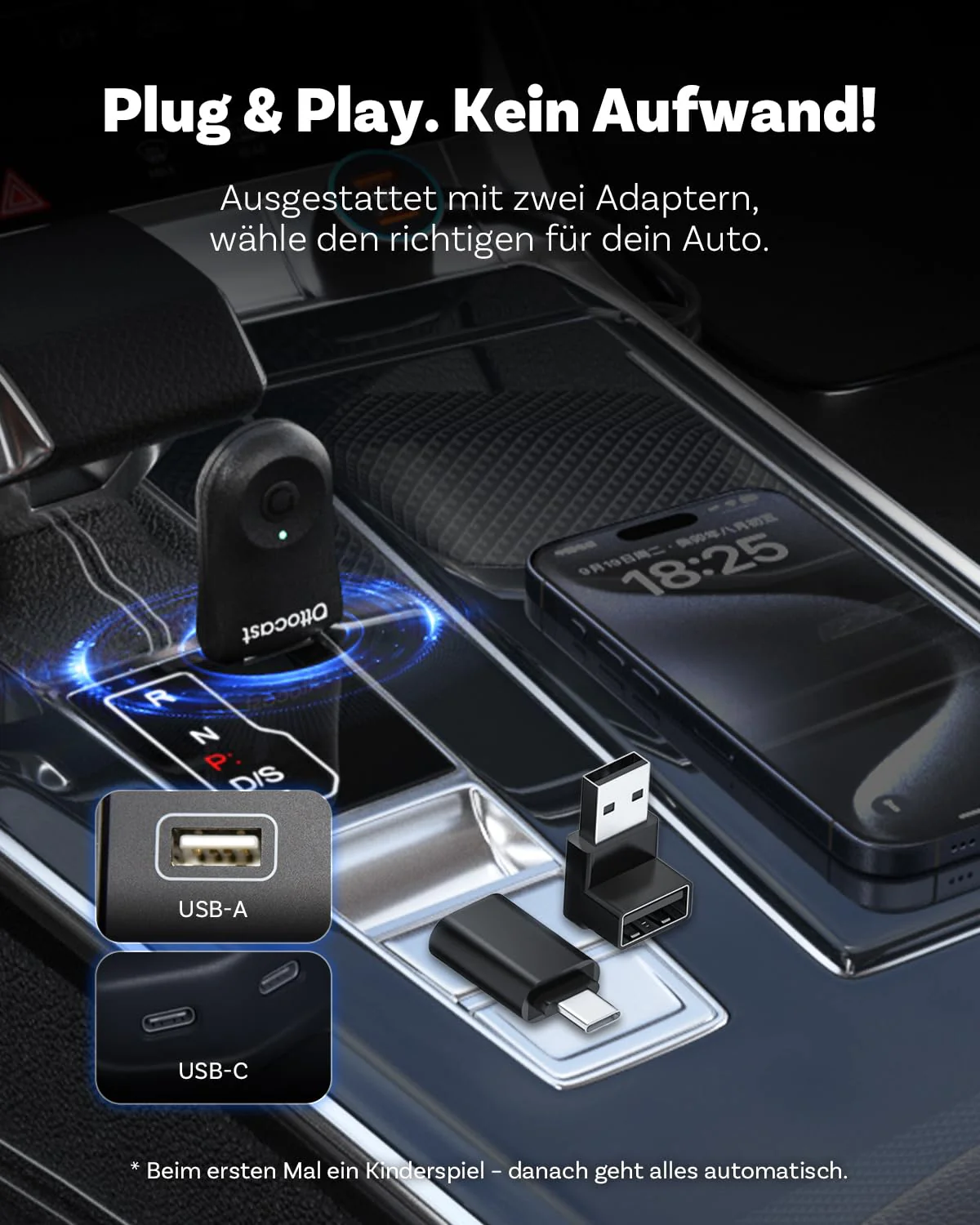 2025 Improved 2-in-1 Wireless CarPlay & Android Car Adapter, OTTOCAST Mini Wireless CarPlay Adapter for iOS 10+ & Android 11+, Converts Wired CarPlay to Wireless - Image 6