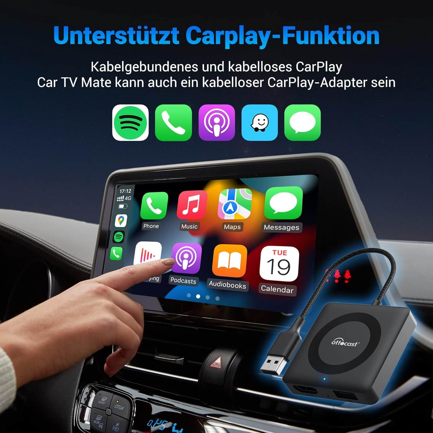 Ottocast® Car Tv Mate Max Universal - Kabelloses CarPlay & Android Auto mit HDMI™-Multimedia - Image 4