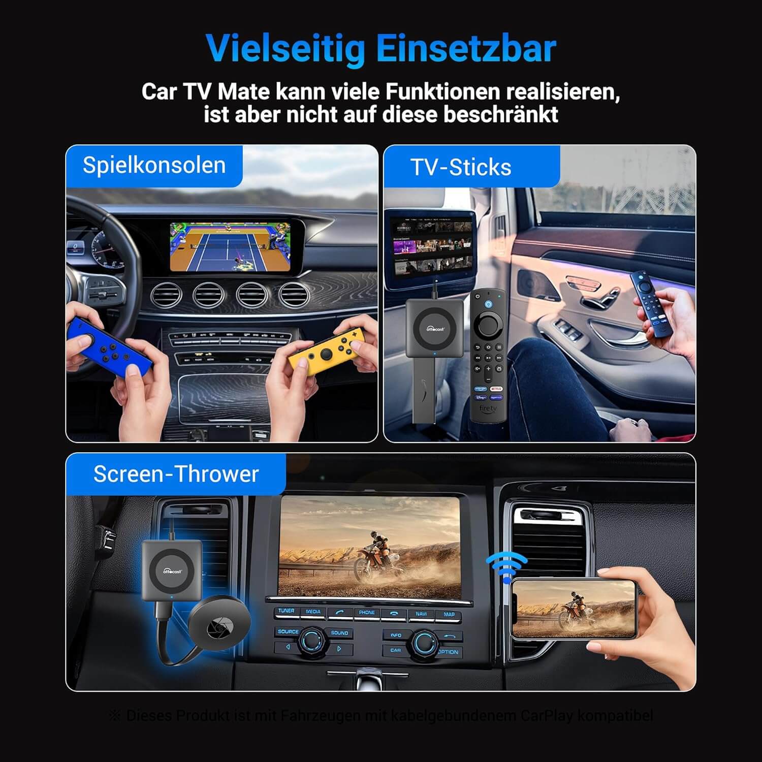Ottocast® Car Tv Mate Max Universal - Kabelloses CarPlay & Android Auto mit HDMI™-Multimedia - Image 3
