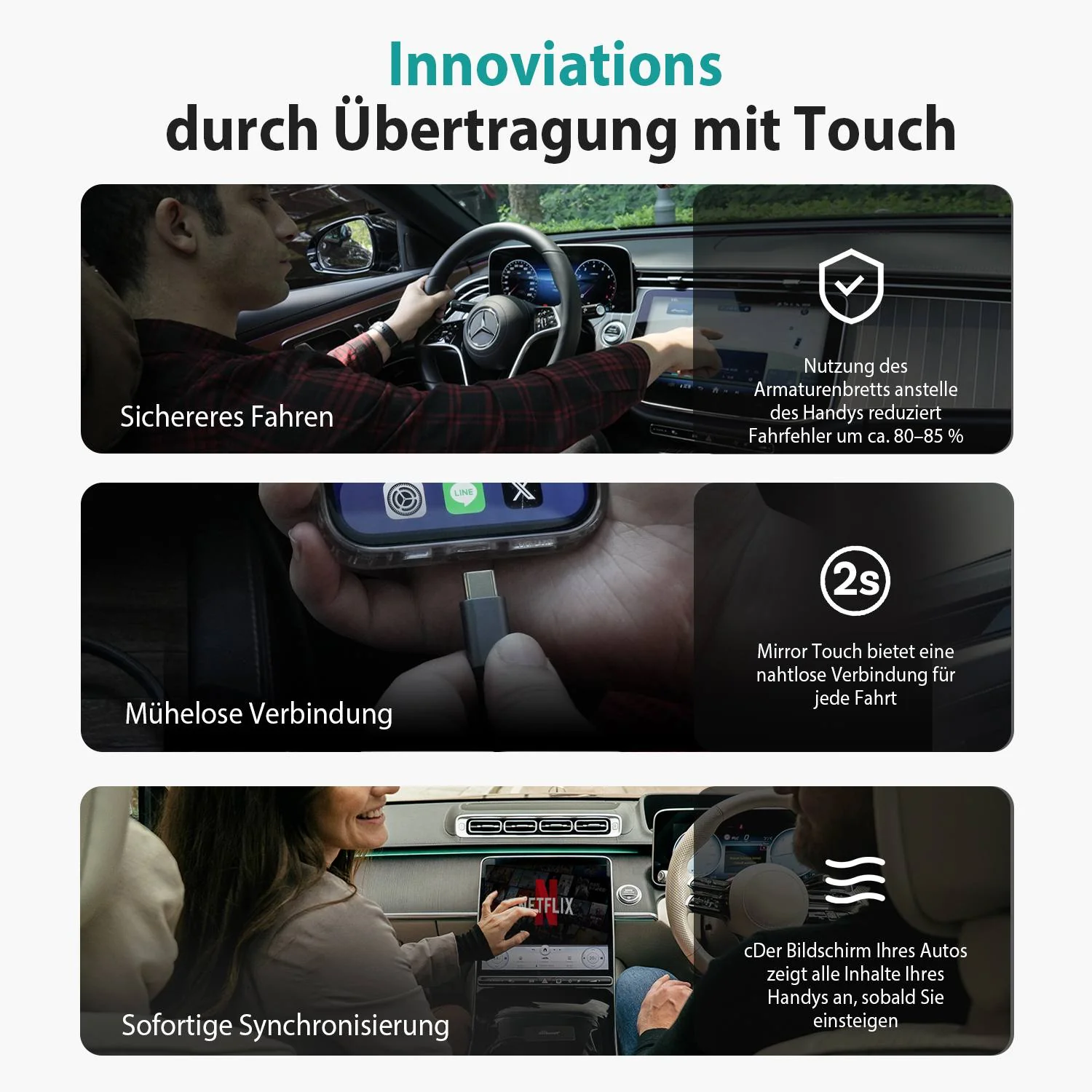Ottocast® Mirror Touch Wireless CarPlay Adapter - Image 3