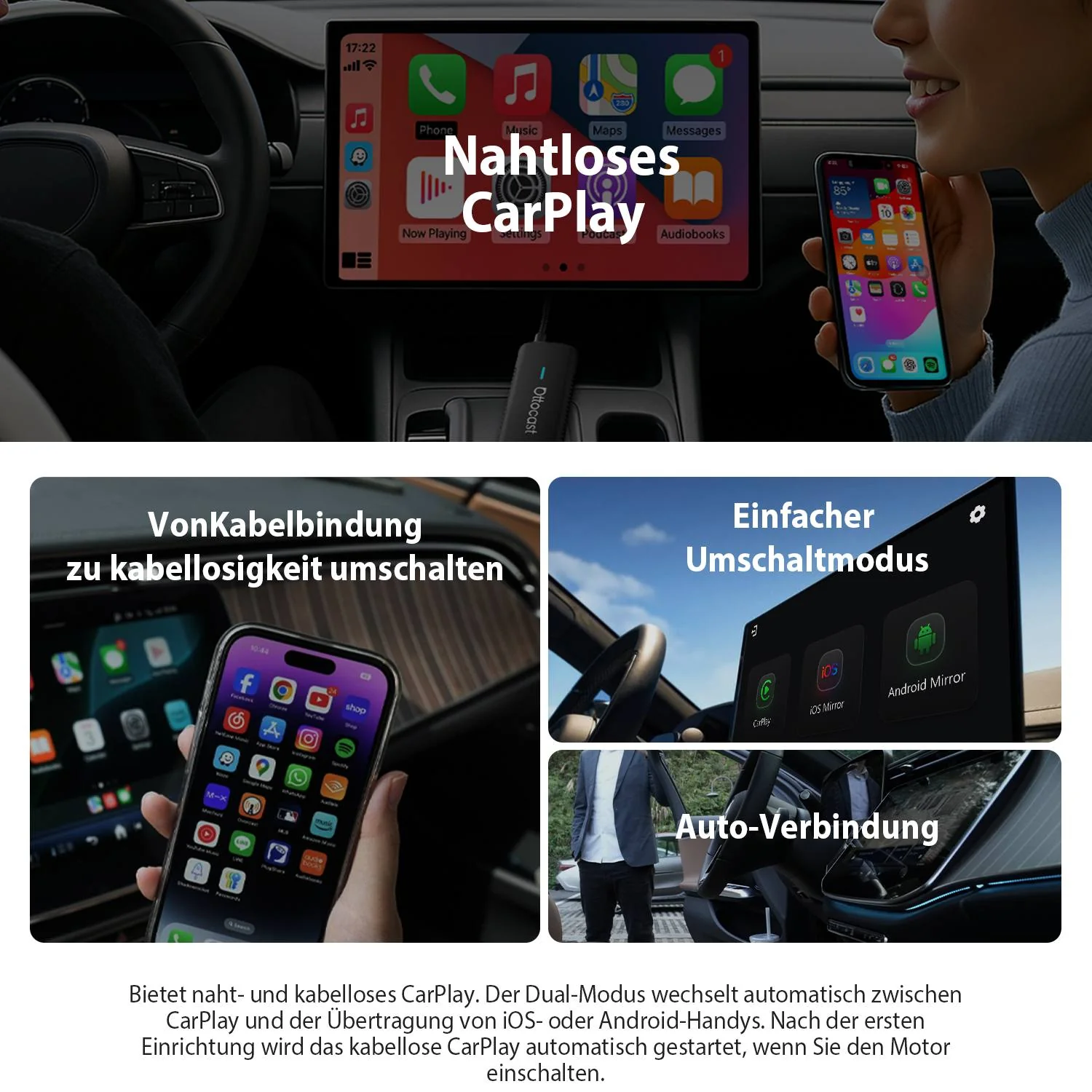 Ottocast® Mirror Touch Wireless CarPlay Adapter - Image 7