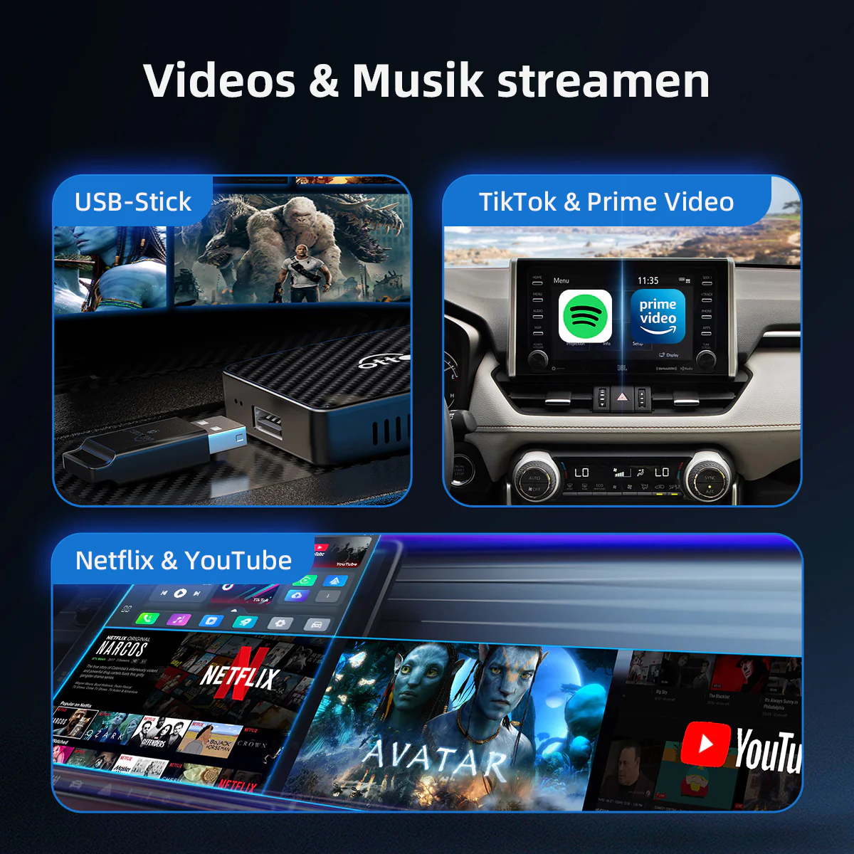 Ottocast® Play2Video Pro kabellose CarPlay und Android Auto Adapter - Image 8